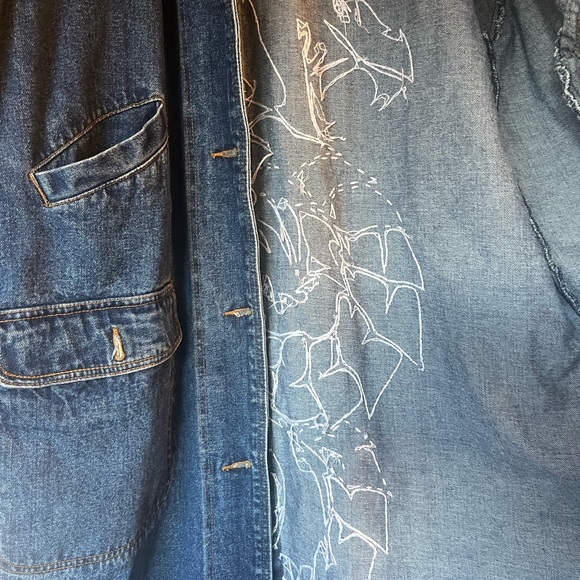 Vintage hand embroidered denim trench - Picture 5 of 7